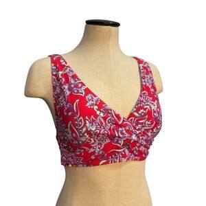 Alex Marie Red Paisley Twist-Front Bikini Top – Size M Adjustable Straps